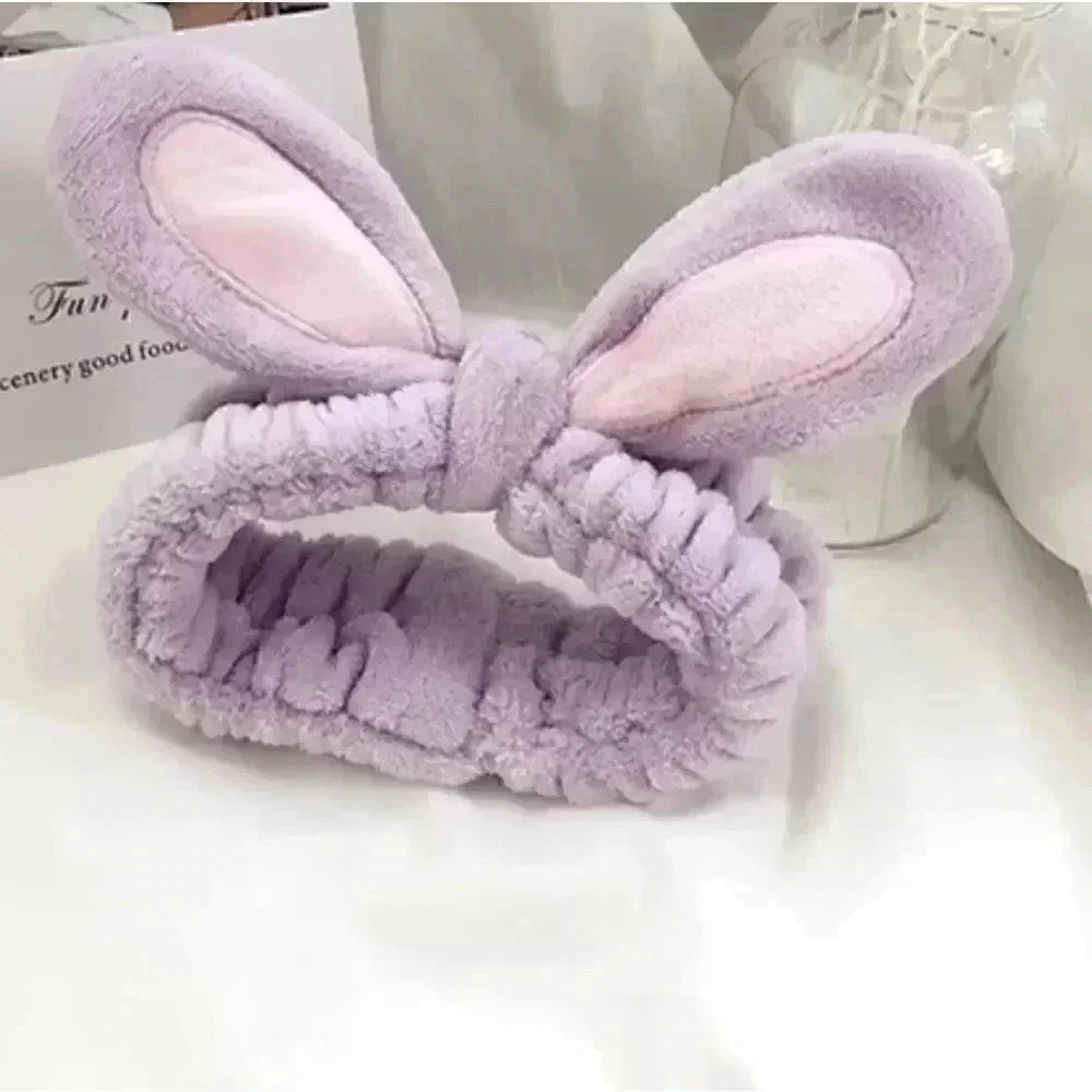Lavender Plush Bunny Ear Spa Headband
